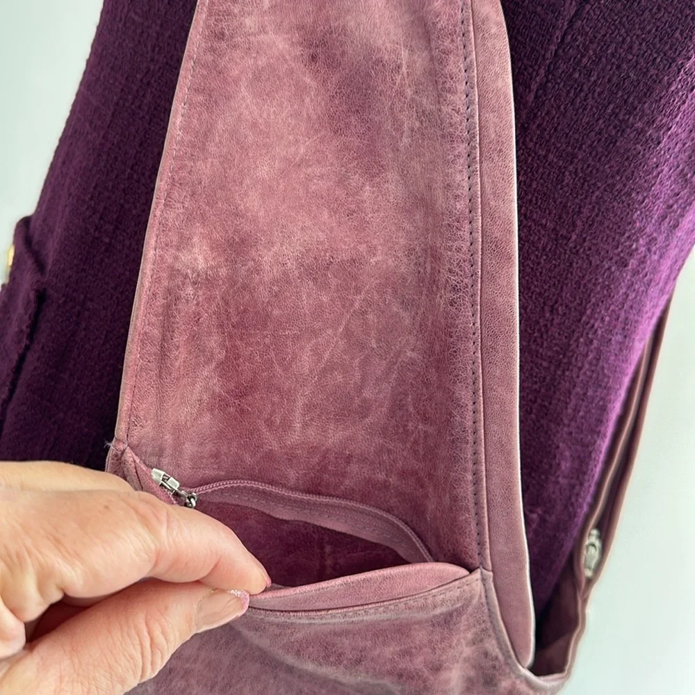 Sash Purple Leather crossbody bag - Picture 4 of 5